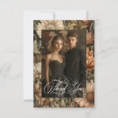 Art Nouveau Brown William Morris Floral Wedding Bedankkaart (Voorkant)