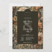 Art Nouveau Brown William Morris Floral Wedding Kaart (Voorkant)