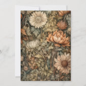 Art Nouveau Brown William Morris Floral Wedding Kaart (Achterkant)