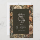 Art Nouveau Brown William Morris Floral Wedding Kaart (Voorkant)