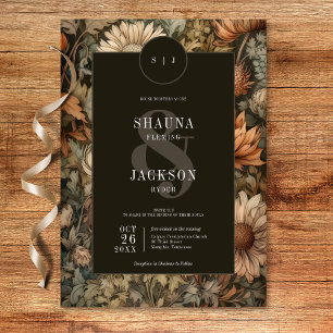 Art Nouveau Brown William Morris Floral Wedding Kaart