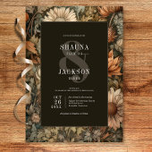 Art Nouveau Brown William Morris Floral Wedding Kaart