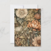 Art Nouveau Brown William Morris Floral Wedding RSVP Kaartje (Achterkant)