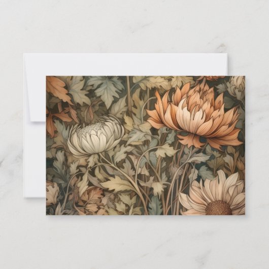 Art Nouveau Brown William Morris Floral Wedding Save The Date (Achterkant)