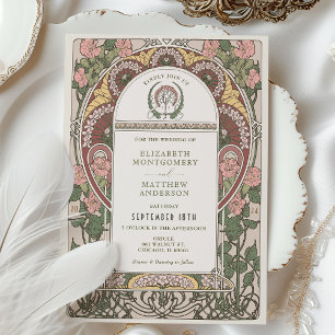 Art Nouveau bruiloft botanisch Kaart