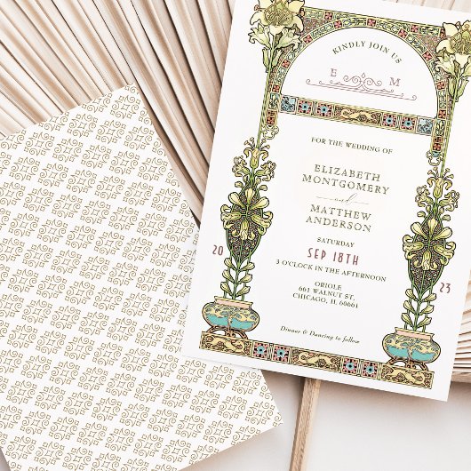 Art Nouveau bruiloft Gouden Pastel Boog Kaart