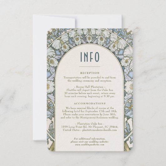 Art Nouveau Bruiloft Informatie Invoegen  Kaart (Voorkant)