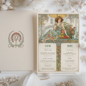  Art Nouveau Bruiloft Menu & Drinken Kaart