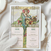 Art Nouveau Bruiloft Menu & Drinken Kaart
