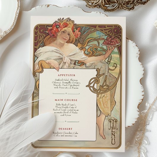 Art Nouveau Bruiloft Menu Kaart