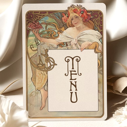 Art Nouveau Bruiloft Menu Kaart