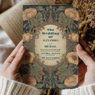 Art Nouveau Bruiloft met Bloemen Kaart