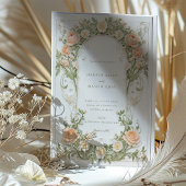 Art Nouveau bruiloft met Peach Ranunculus Kaart