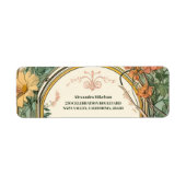 Art Nouveau bruiloft met vintage bloemen Etiket (Voorkant)