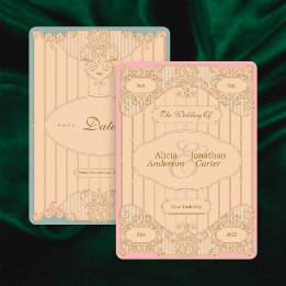 Art Nouveau bruiloft Save The Date met sierlijke d