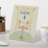 Art Nouveau Bruiloft Tafelnummer Teken Reclamebord Met Voetstuk (Insitu)