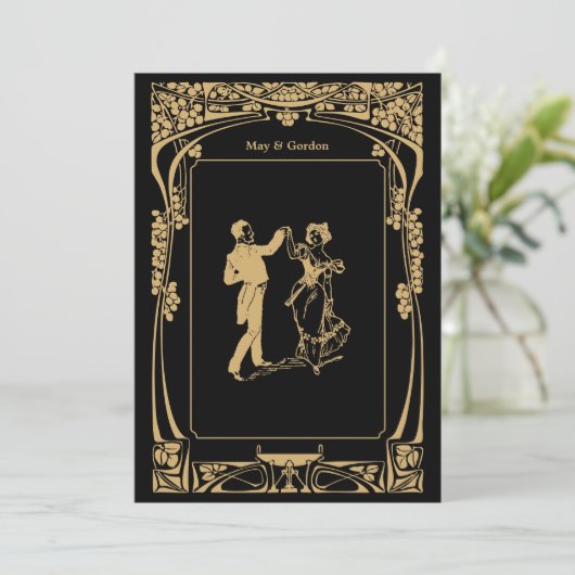 Art Nouveau bruiloft uitnodiging 2 (Staand voorkant)