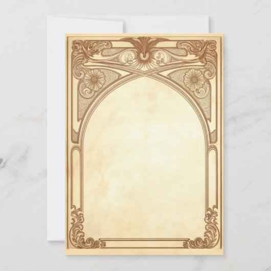 Art Nouveau bruiloft uitnodiging in warme tinten (Achterkant)