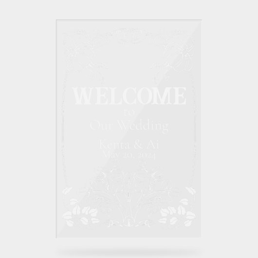 Art Nouveau bruiloft welkom teken Acryl Bord (Voorkant)