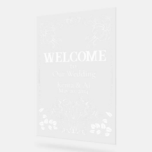 Art Nouveau bruiloft welkom teken Acryl Bord (Hoek)