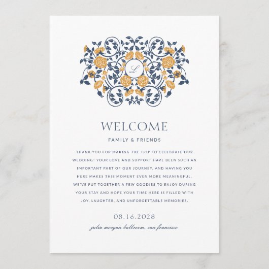 Art Nouveau bruiloft welkom & weekend route Programmakaart (Voorkant)