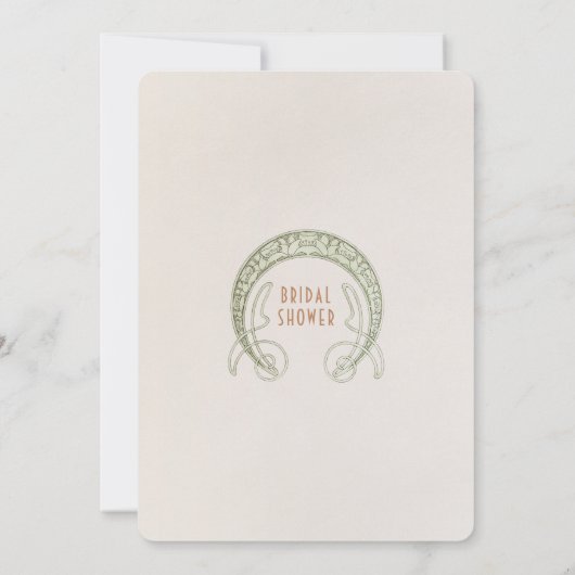 Art Nouveau bruiloftsshower uitnodiging met Vintag (Achterkant)