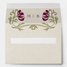 Art Nouveau Bruinroze Bloemen Bruiloft