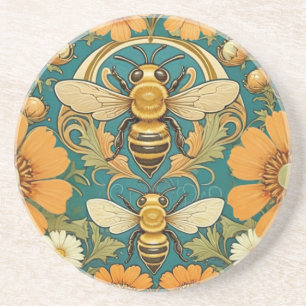 Art Nouveau Bumble Bee Decoratieve Keramische Tege Zandsteen Onderzetter