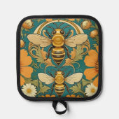 Art Nouveau Bumble Bee Pot Holder Pannenlap (Voorkant)