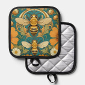 Art Nouveau Bumble Bee Pot Holder Pannenlap (Voorkant / Achterkant)