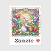 Art Nouveau Bunny Garden Glas in lood Sticker (Vel)