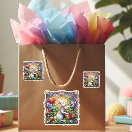 Art Nouveau Bunny Garden Glas in lood Sticker