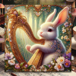 Art Nouveau Bunny Muziek Pasen Feestdagenkaart