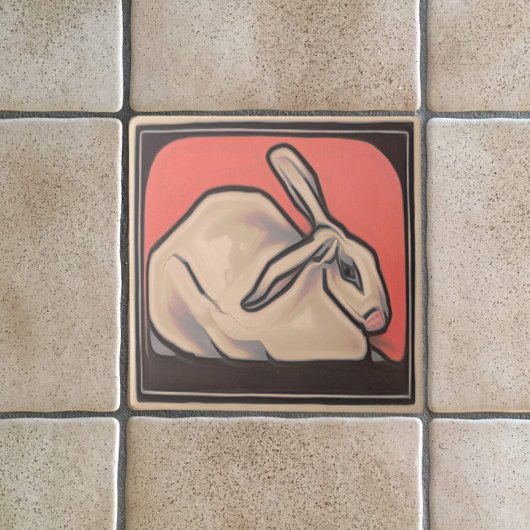 Art Nouveau Bunny Rabbit Animal Theme Tegeltje