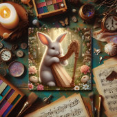  Art Nouveau Bunny Woodland Pasen Feestdagenkaart