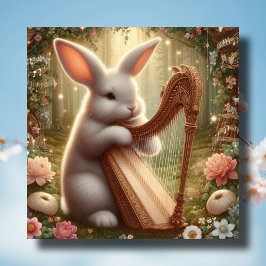  Art Nouveau Bunny Woodland Pasen Feestdagenkaart