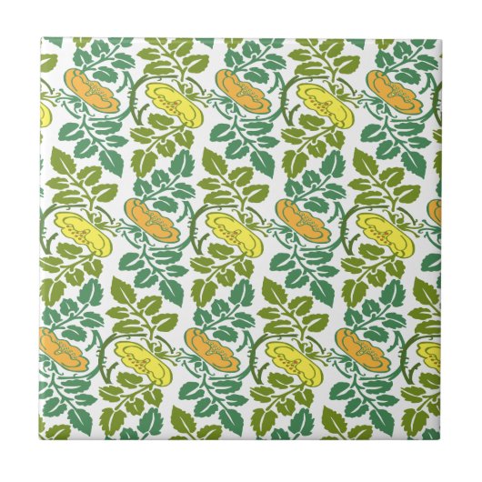 Art Nouveau Buttercup bloembehangendodemker Tegeltje (Voorkant)