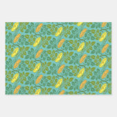 Art Nouveau Buttercup bloemendriekleur damast Inpakpapier Vel (Voorkant 3)