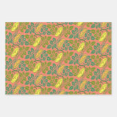 Art Nouveau Buttercup bloemendriekleur damast Inpakpapier Vel (Voorkant 2)