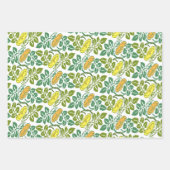 Art Nouveau Buttercup bloemendriekleur damast Inpakpapier Vel (Voorkant)