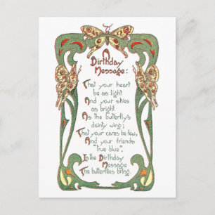 Art Nouveau Butterfly Birthday Briefkaart