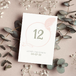 Art Nouveau  Butterfly Blush Pink Wedding Kaart