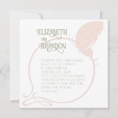 Art Nouveau  Butterfly Blush Pink Wedding Kaart (Voorkant)