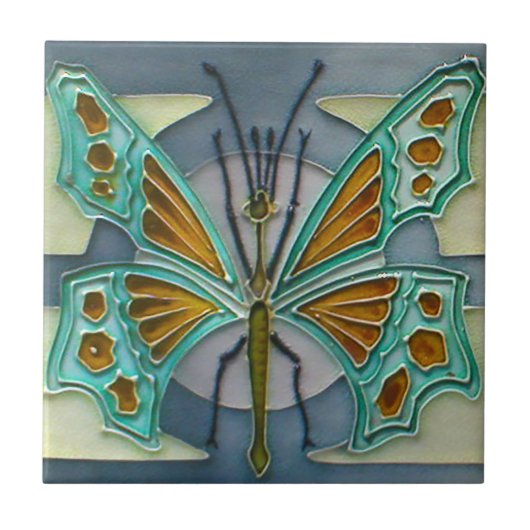 Art Nouveau Butterfly Design Feature Tile 2 Groott Tegeltje (Voorkant)
