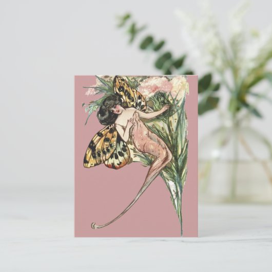  Art Nouveau Butterfly Fairy Briefkaart (Staand voorkant)