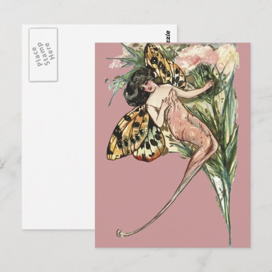  Art Nouveau Butterfly Fairy Briefkaart (Voorkant / Achterkant)