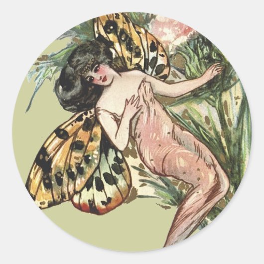  Art Nouveau Butterfly Fairy Ronde Sticker (Voorkant)