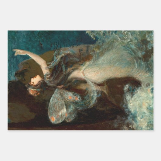 Art Nouveau Butterfly Fairy Water Maiden Inpakpapier Vel (Voorkant)