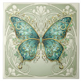 Art Nouveau Butterfly Pat#1 Teal ID1222 Tegeltje (Voorkant)