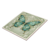 Art Nouveau Butterfly Pat#1 Teal ID1222 Tegeltje (Zijkant)